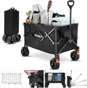 180L Folding Camping Trolley Wagon Cart With Brakes Outdoor Heavy-Duty