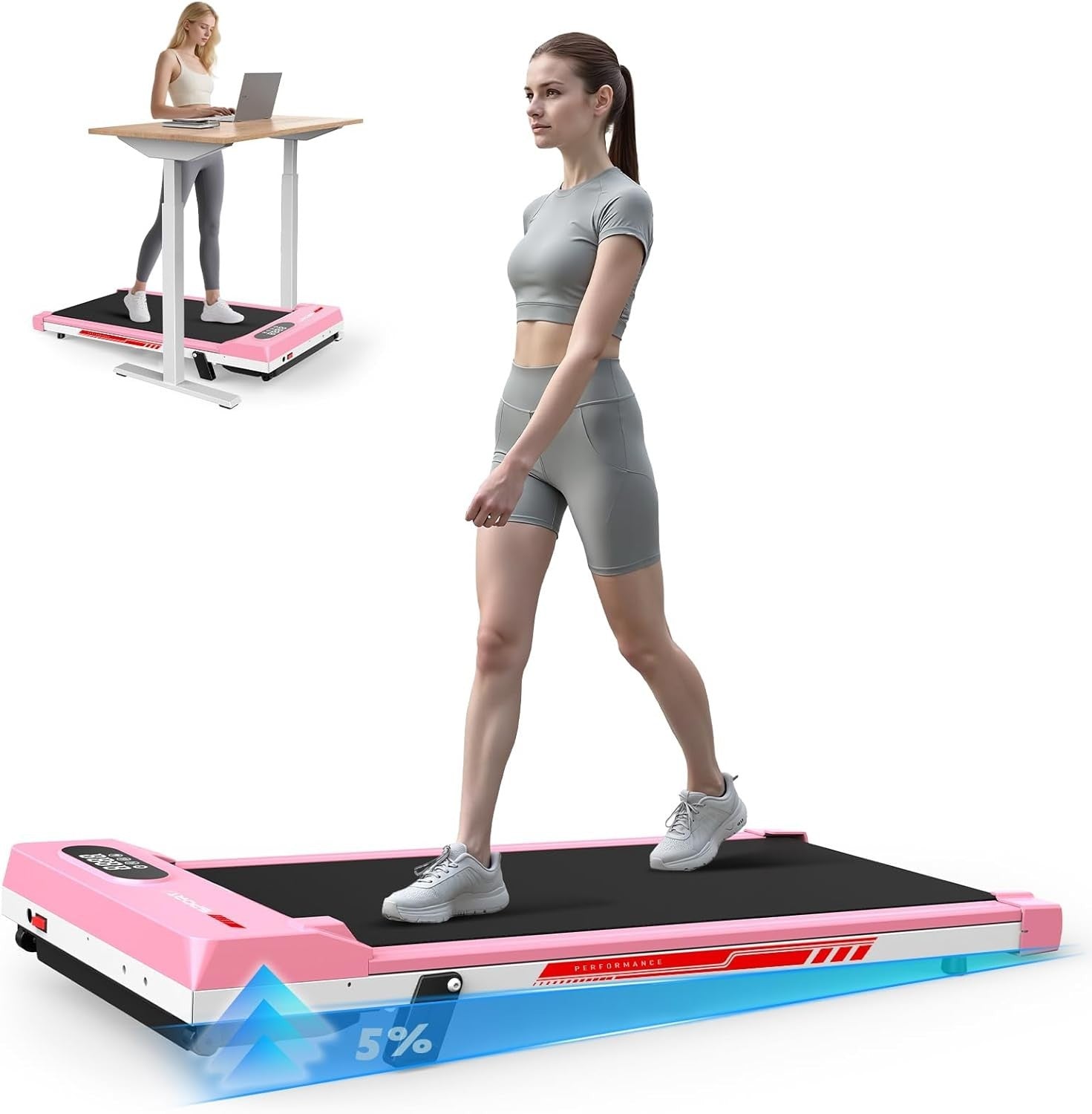 Walking Pad Treadmill Incline Under Desk 8km/h Portable Home