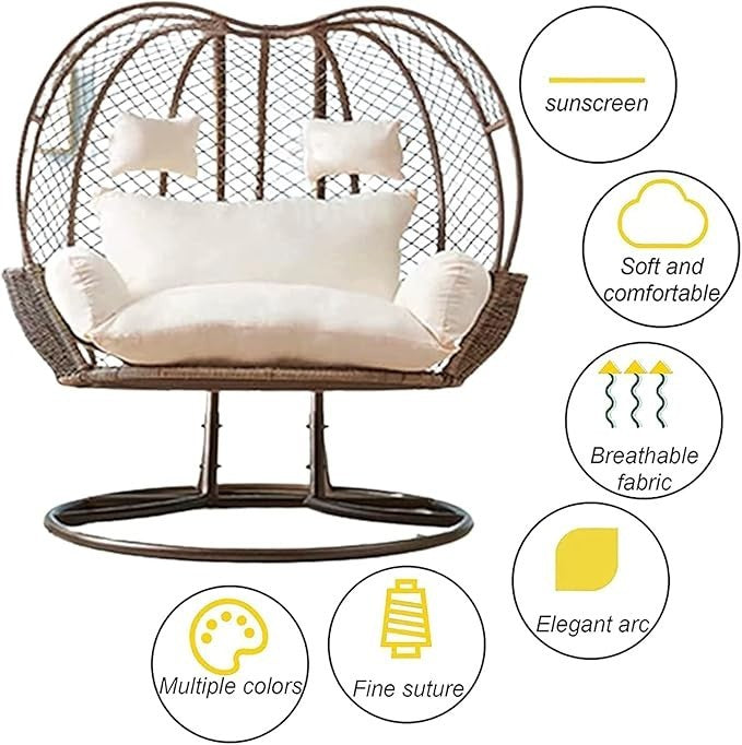 2 Seater Egg Chair Cushion Waterproof Thick Swing Seat Pad Garden Outdoor Pink