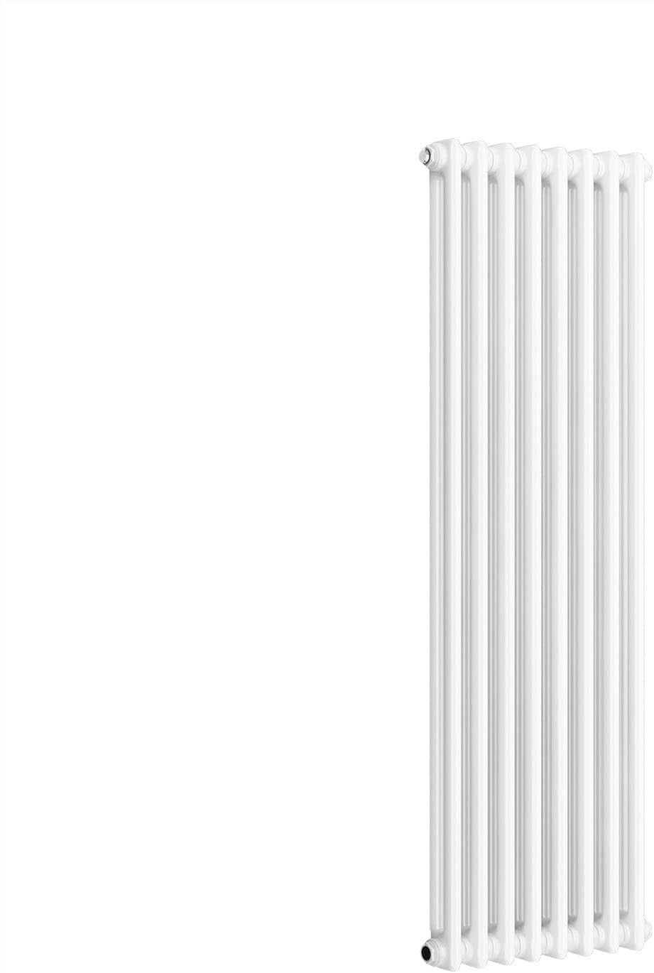 Vertical Cast Iron Radiator 1500x380mm Double Panel White Heating