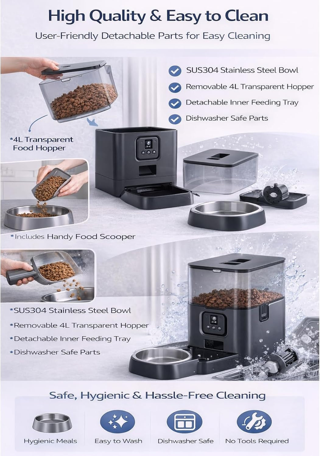 Smart Pet Feeder with Camera WiFi App Control Auto Food Dispenser 4L