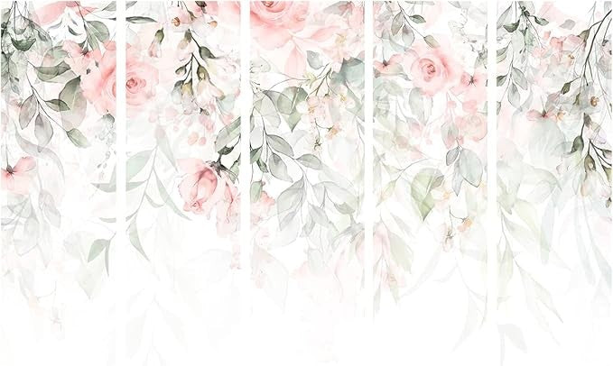 Rose Leaf 5 Panel Room Divider 225x172cm Single Sided Folding Screen