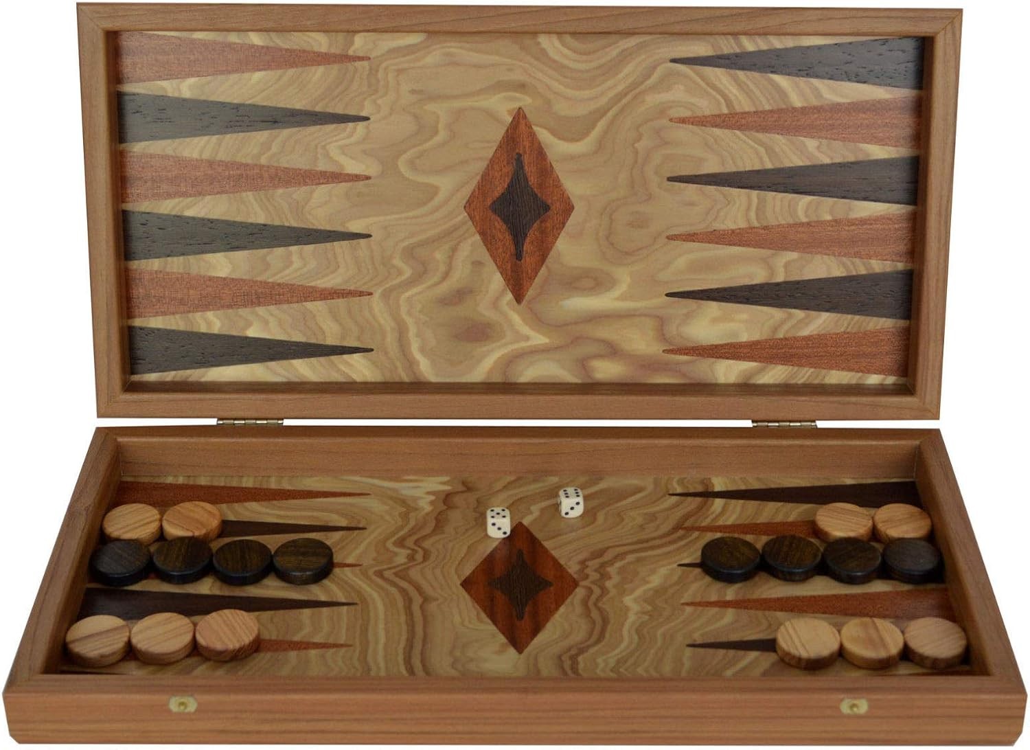Handcrafted Olive Wood Backgammon Set 15 Inch Traditional Board Game