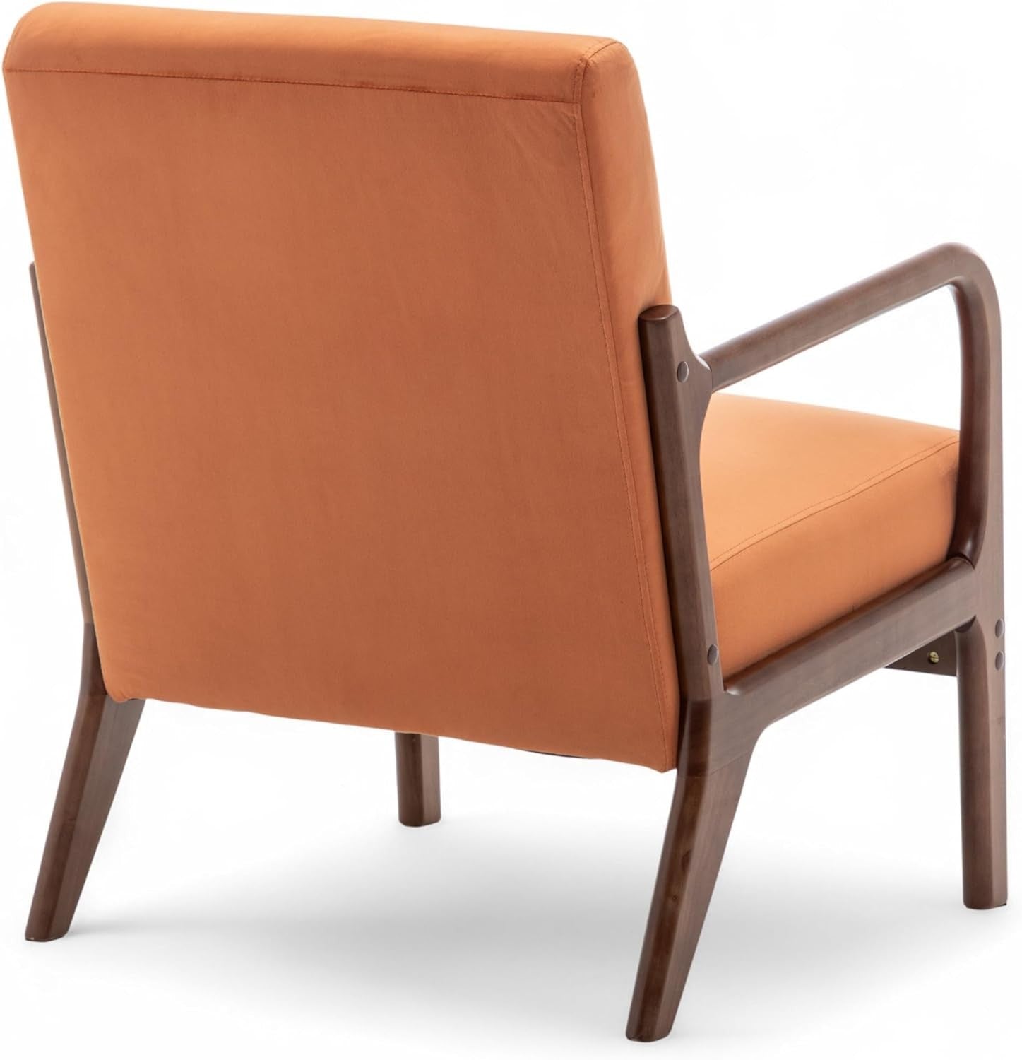 Luxury Orange Velvet Accent Chair w/ Lumbar Cushion – Small Armchair