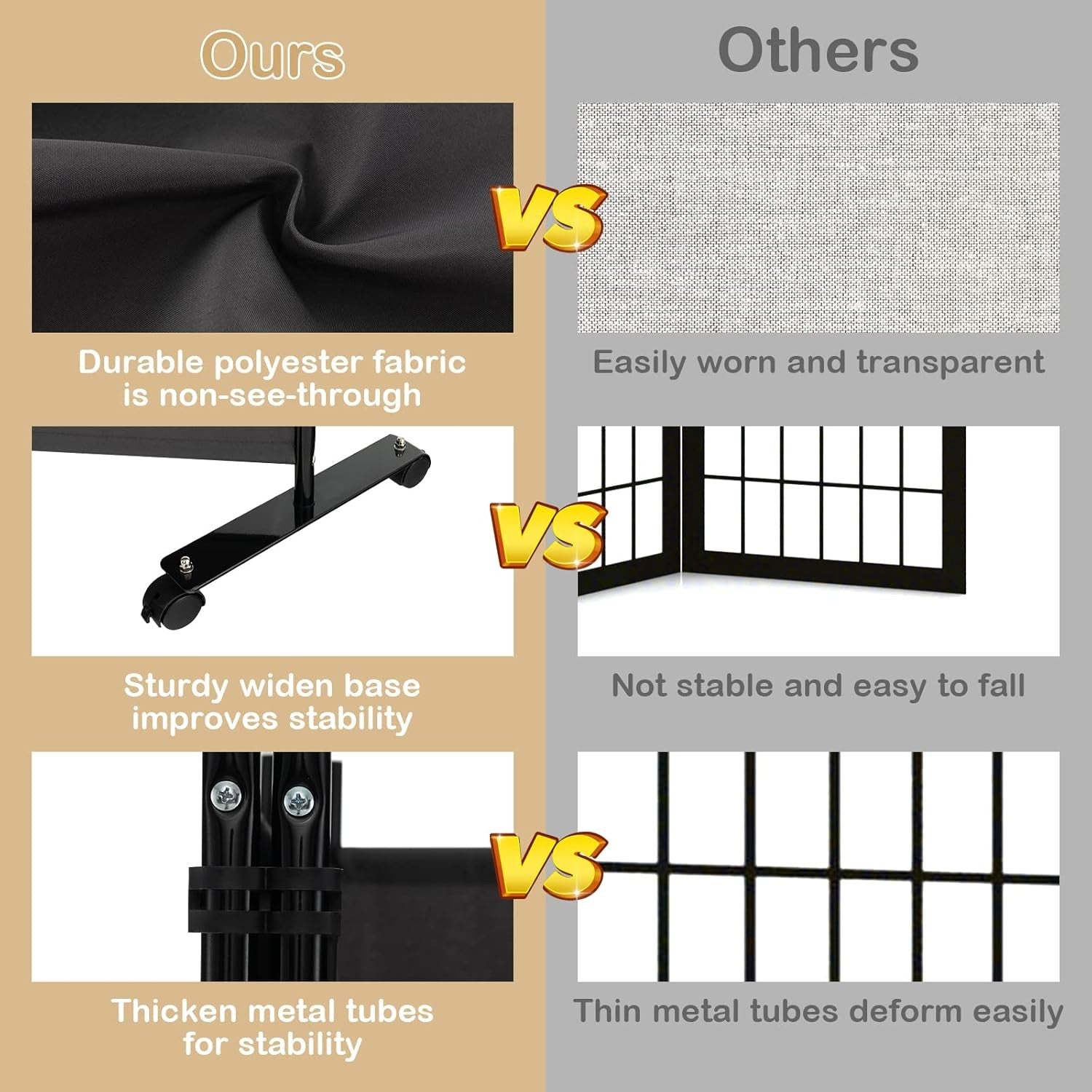 4-Panel Grey Folding Room Divider 224x30x172cm Privacy Screen Partition