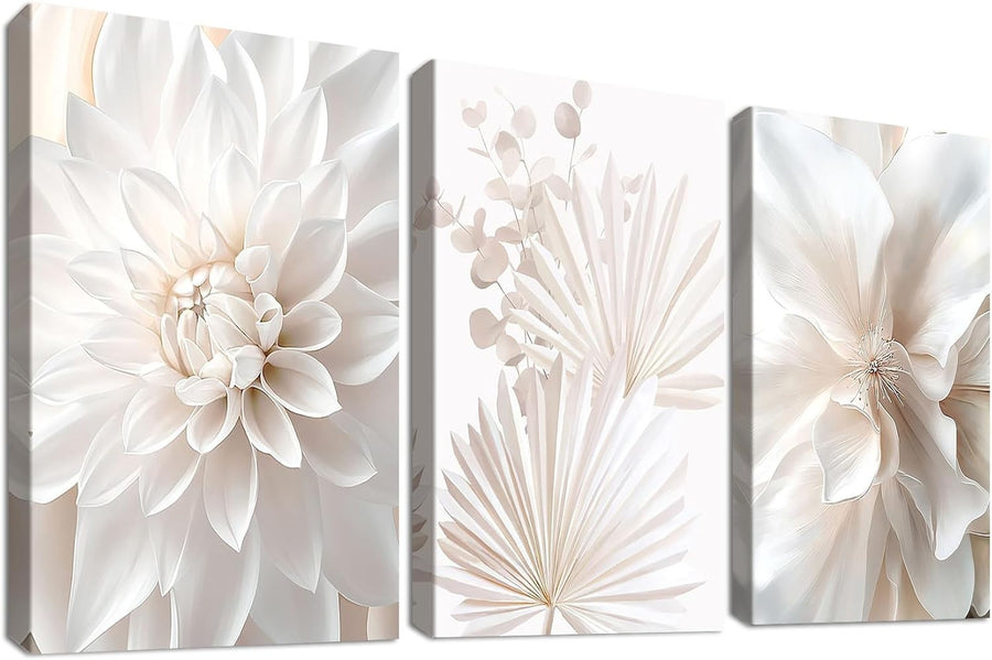 3Pcs Framed Lotus Peony Canvas Wall Art 90x40cm