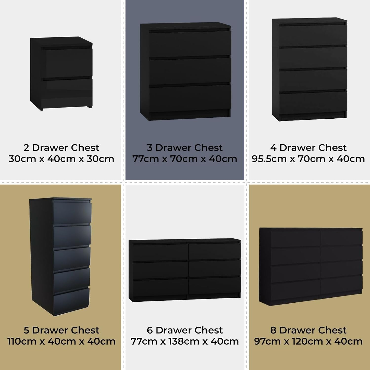 Black 5 Drawer Tall Storage Chest Bedroom Organizer Cabinet Modern Unit