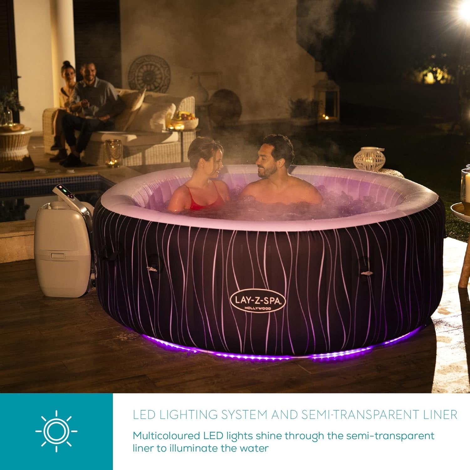 Inflatable Hot Tub Spa LED Lights 140 Air Jet Massage 4–6 Person