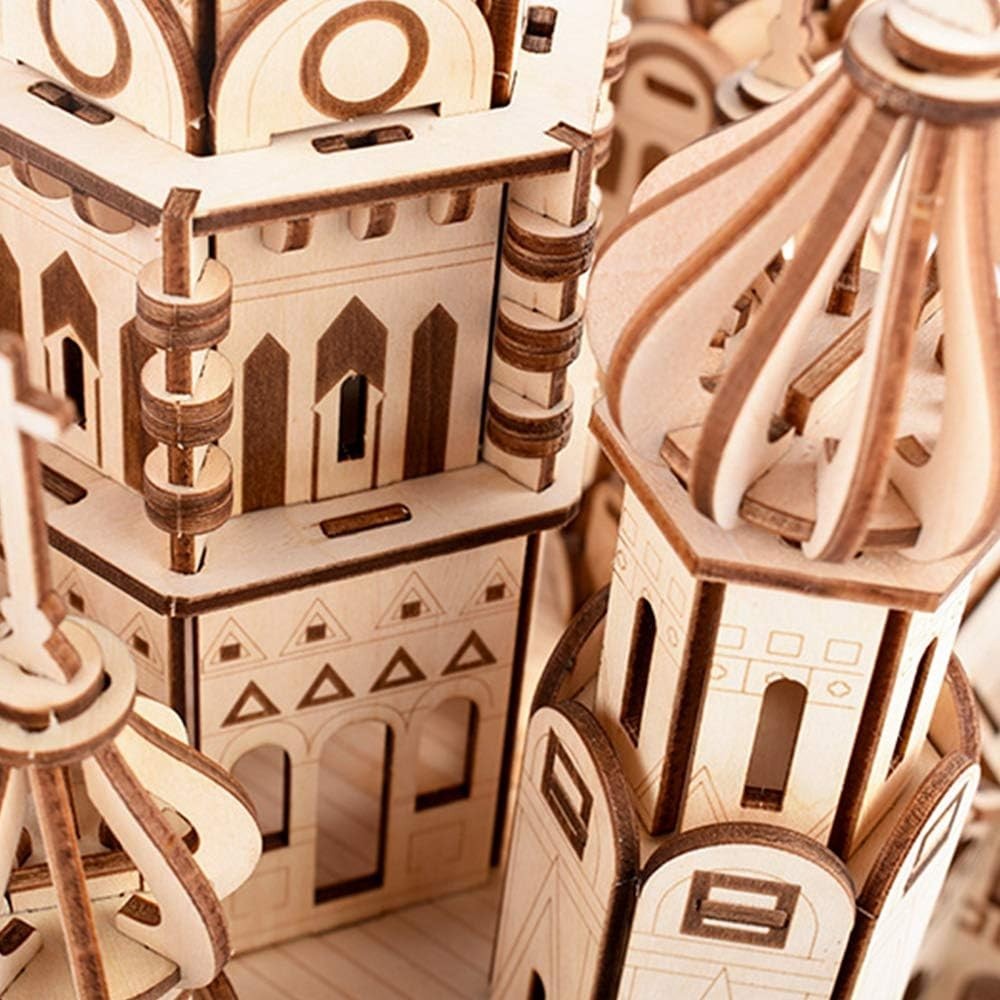3D Wooden Cathedral Puzzle Architecture Model Kit DIY Building Craft