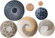 7-Pc Boho Woven Wall Baskets Natural Rattan Seagrass Decor