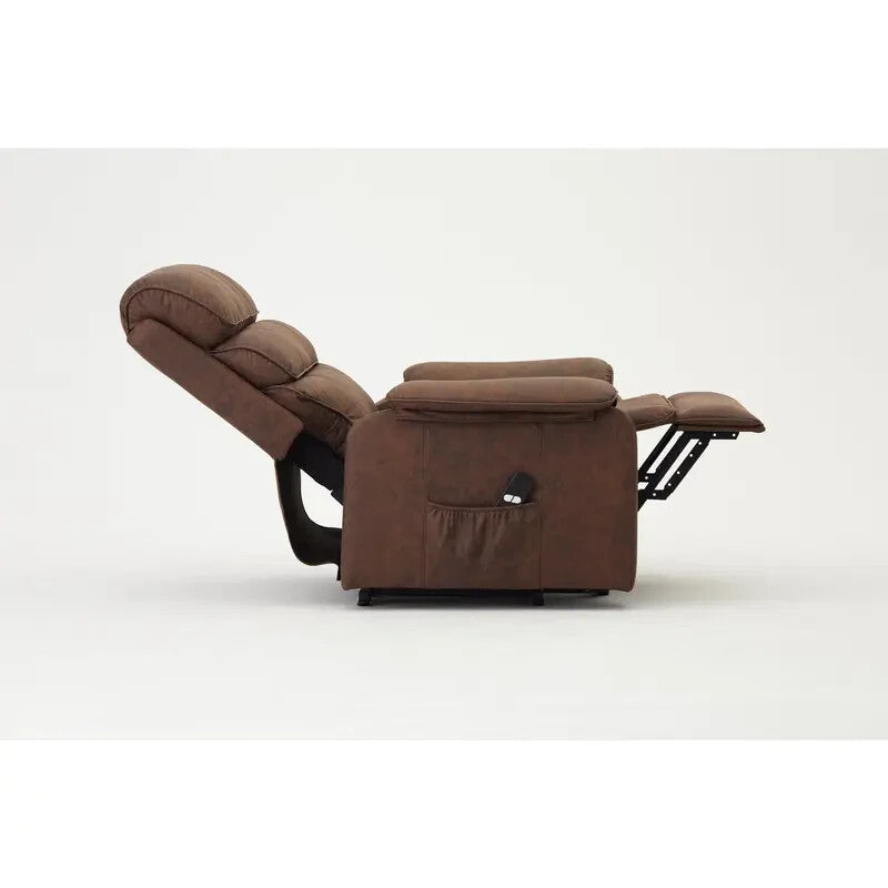 Brown Electric Riser Recliner Armchair with Lift & Remote | Faux Leather