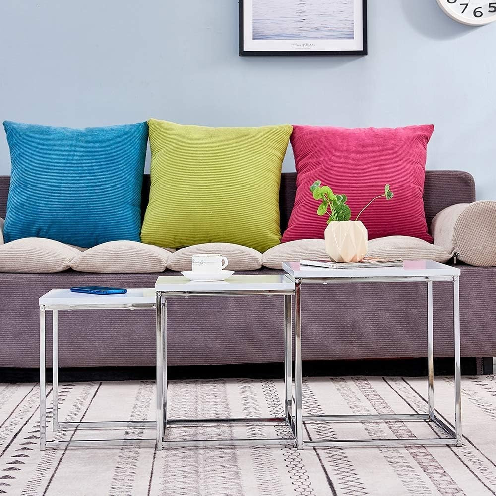 3 Pcs Nesting Coffee Table Set Modern Living Room End Side Tables White Wood