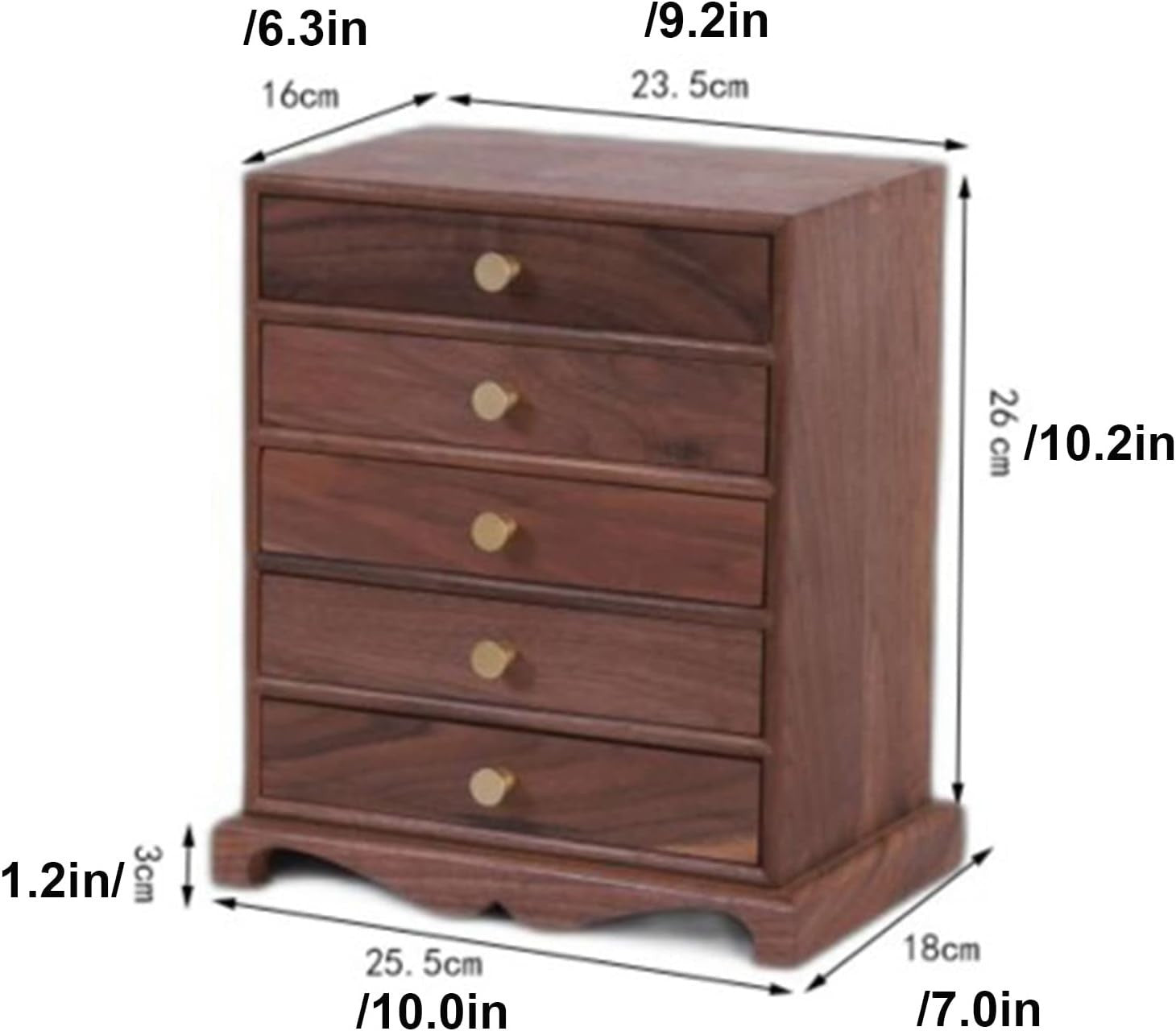 Standing Jewelry Armoire with 5 Drawers Wooden Organizer Retro Style