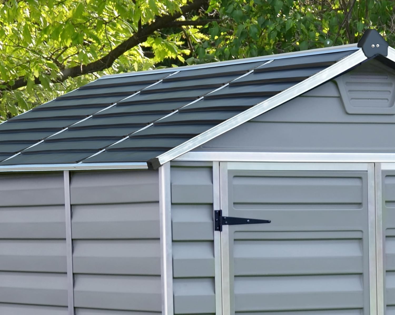 Outdoor Metal Storage Shed 6x3’ Grey Skylight Weatherproof with Shelves