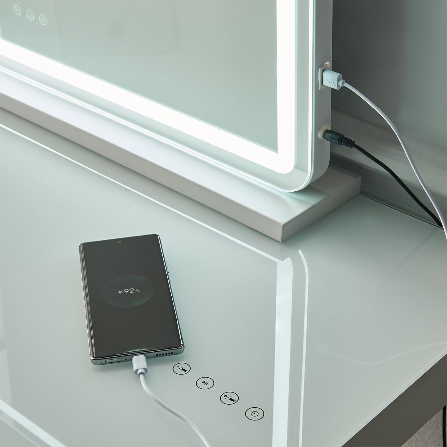 Touchscreen LED Vanity Mirror 55x80cm with USB Port & 10X Magnifier