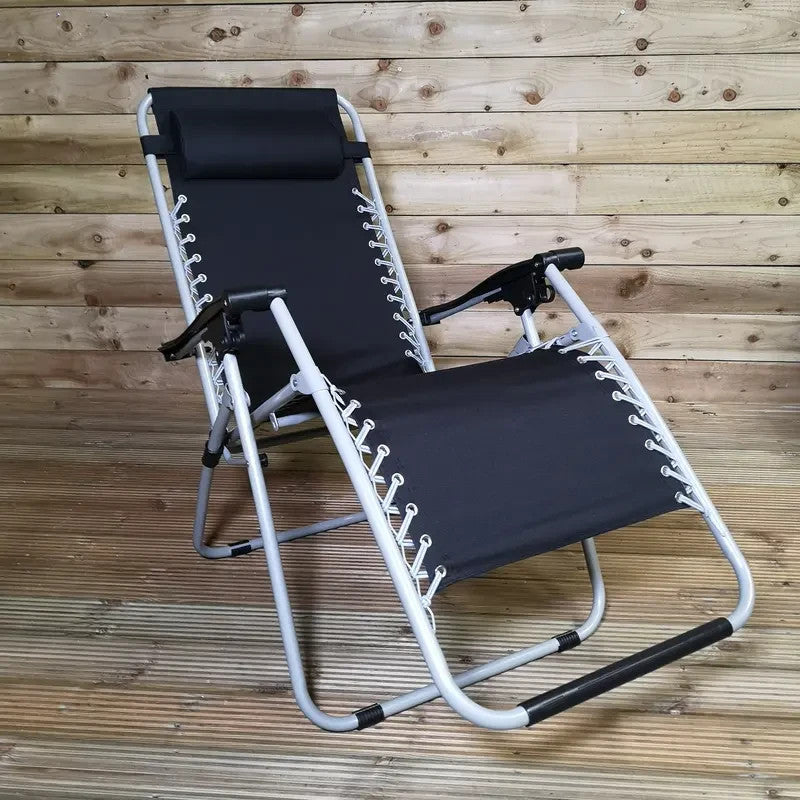 Set of 2 Zero Gravity Recliner Garden Chairs Adjustable Sun Lounger Black