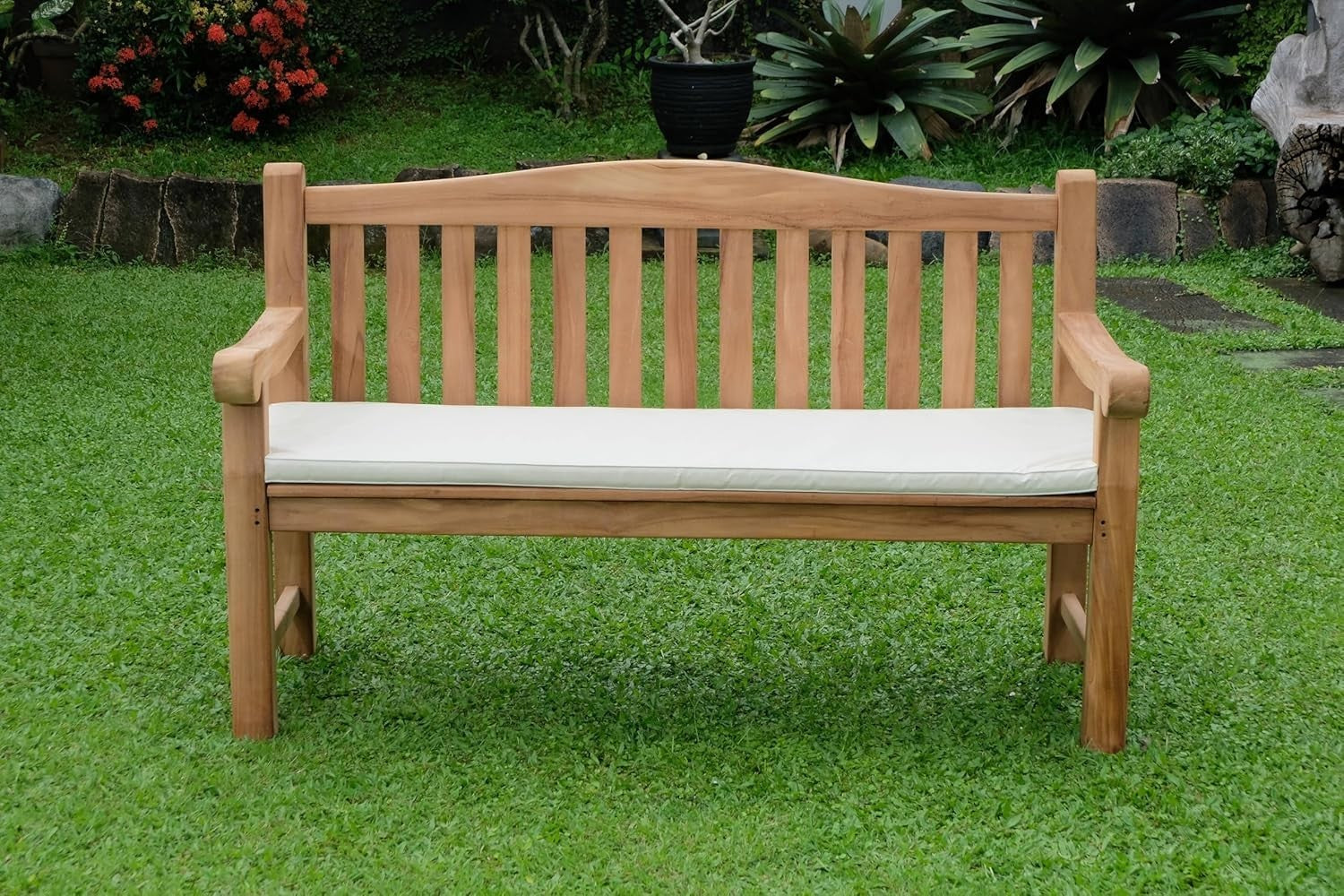 Solid Teak Wood Garden Bench Outdoor Patio Balcony 3 Seater Oxford