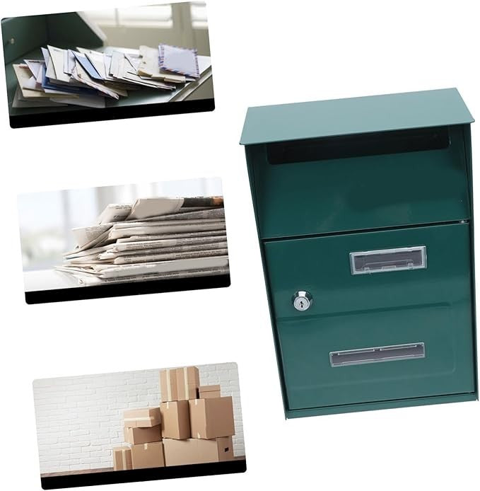 Wall Mount Metal Mailbox Green Galvanized Lockable Post Box Secure Stylish