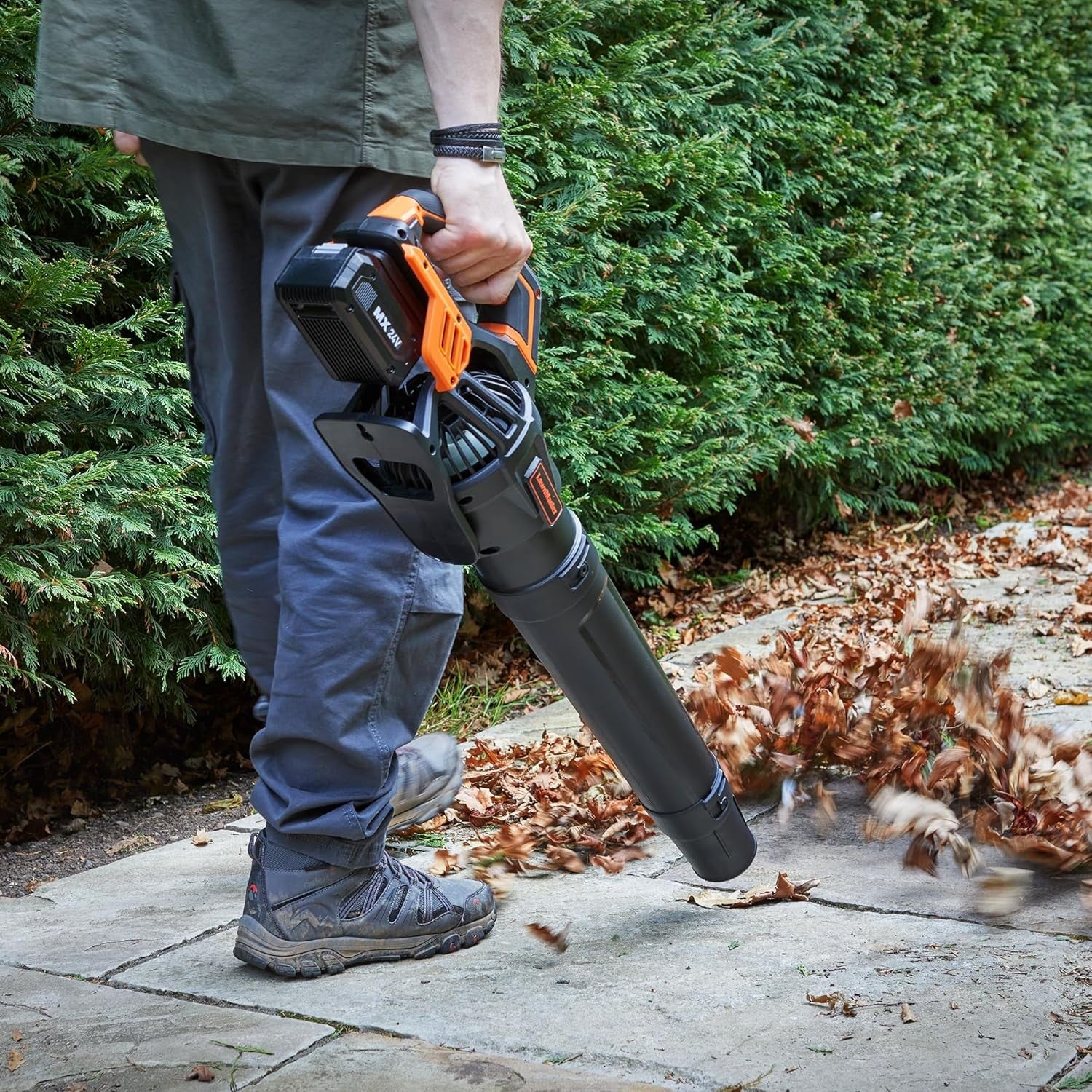 Cordless Leaf Blower 24V Axial High Power Garden Cleaner with Battery