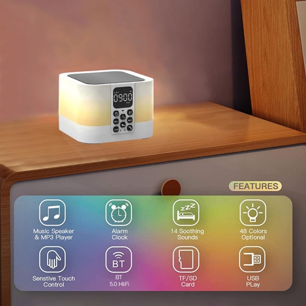 Portable White Noise Sound Machine for Sleep, 30 Sounds & Nightlight