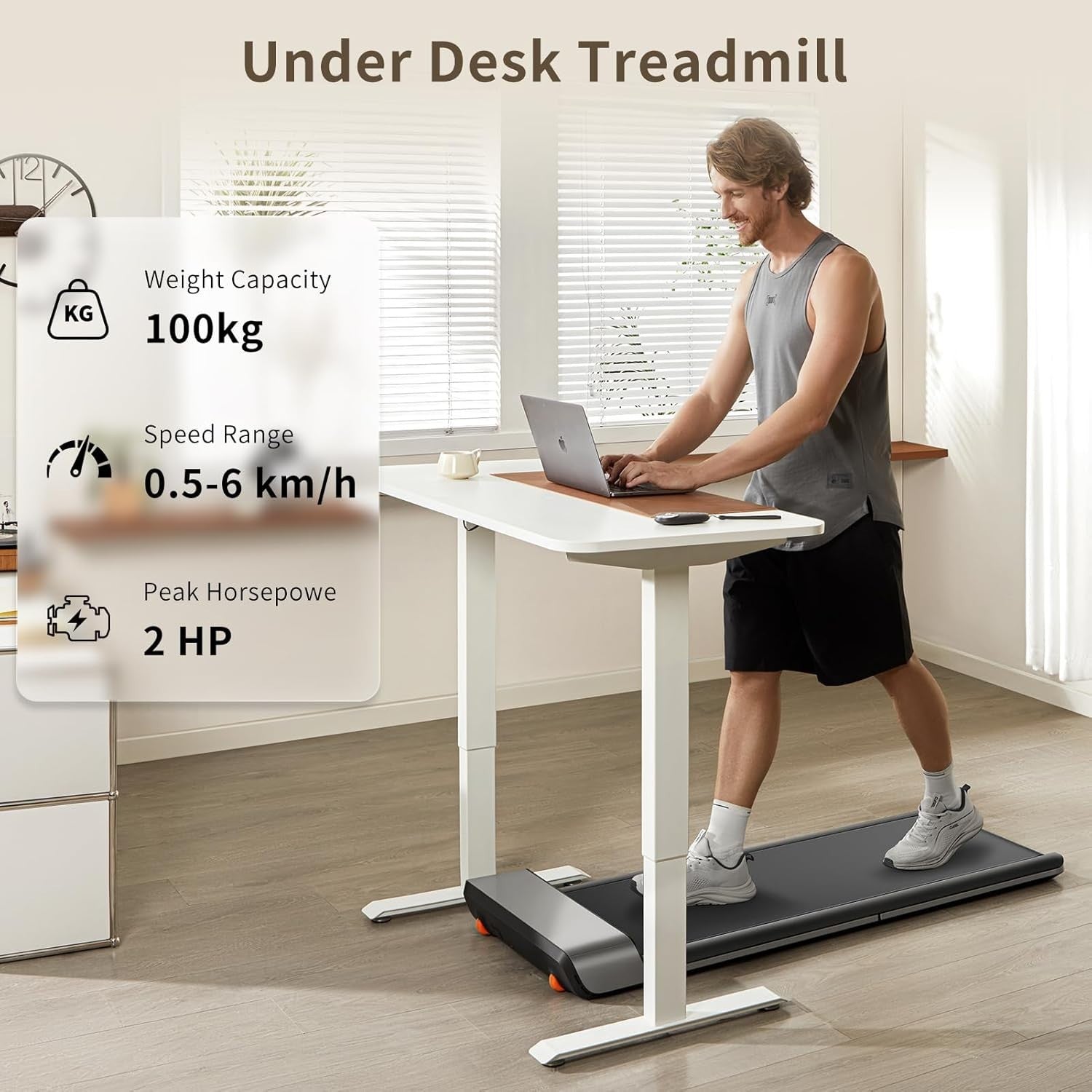 Compact Foldable Under Desk Treadmill 6km/h Home Office Walking Pad