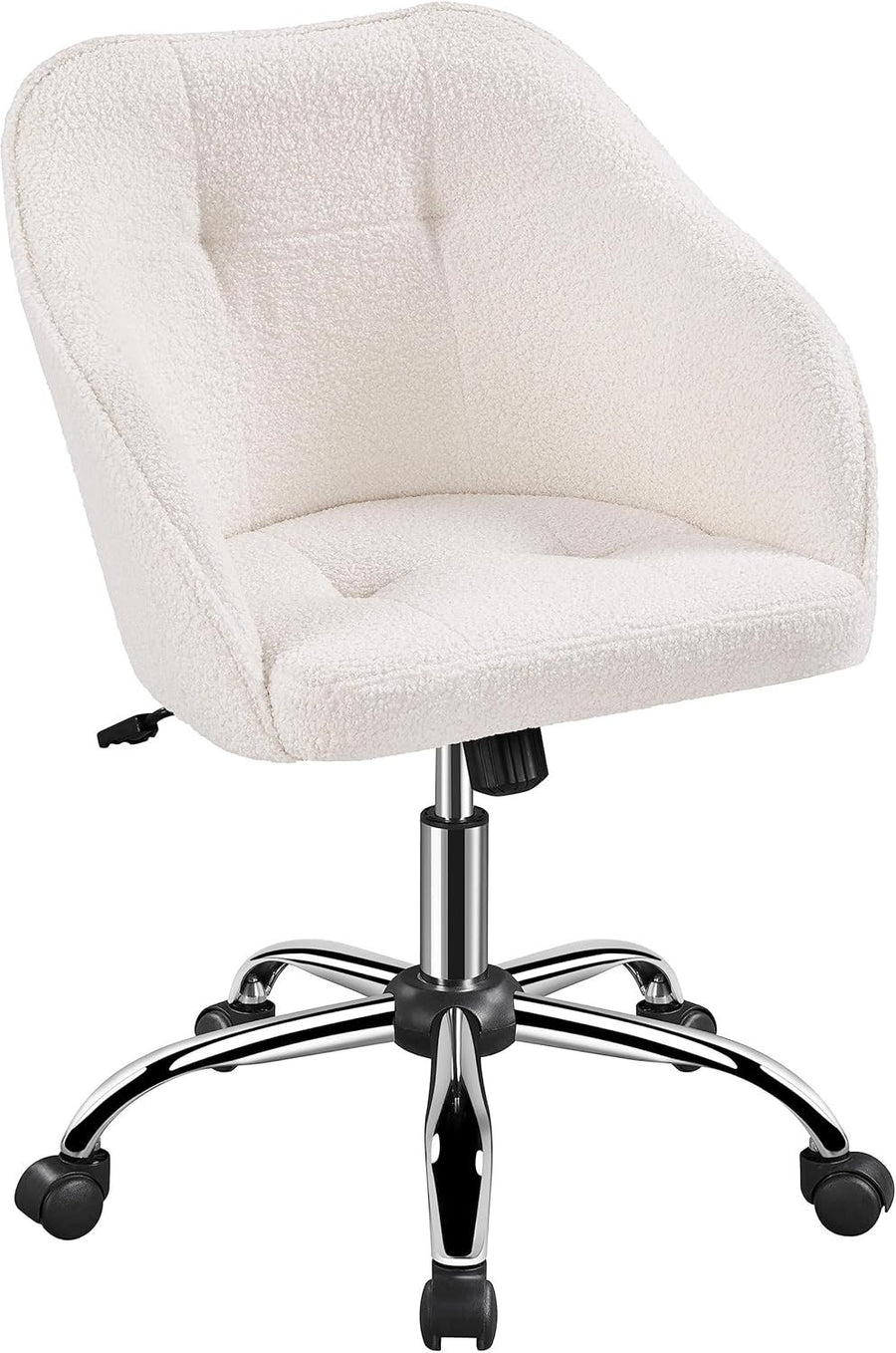 Boucle Office Desk Chair Adjustable Height Swivel Armchair Ivory Home Office Fur