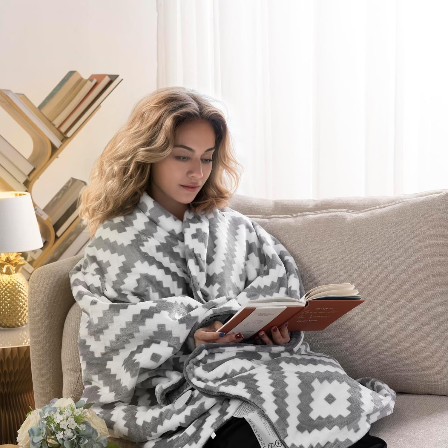 Electric Heated Throw Blanket Checked Design 3 Heat Auto Off Washable 180x130