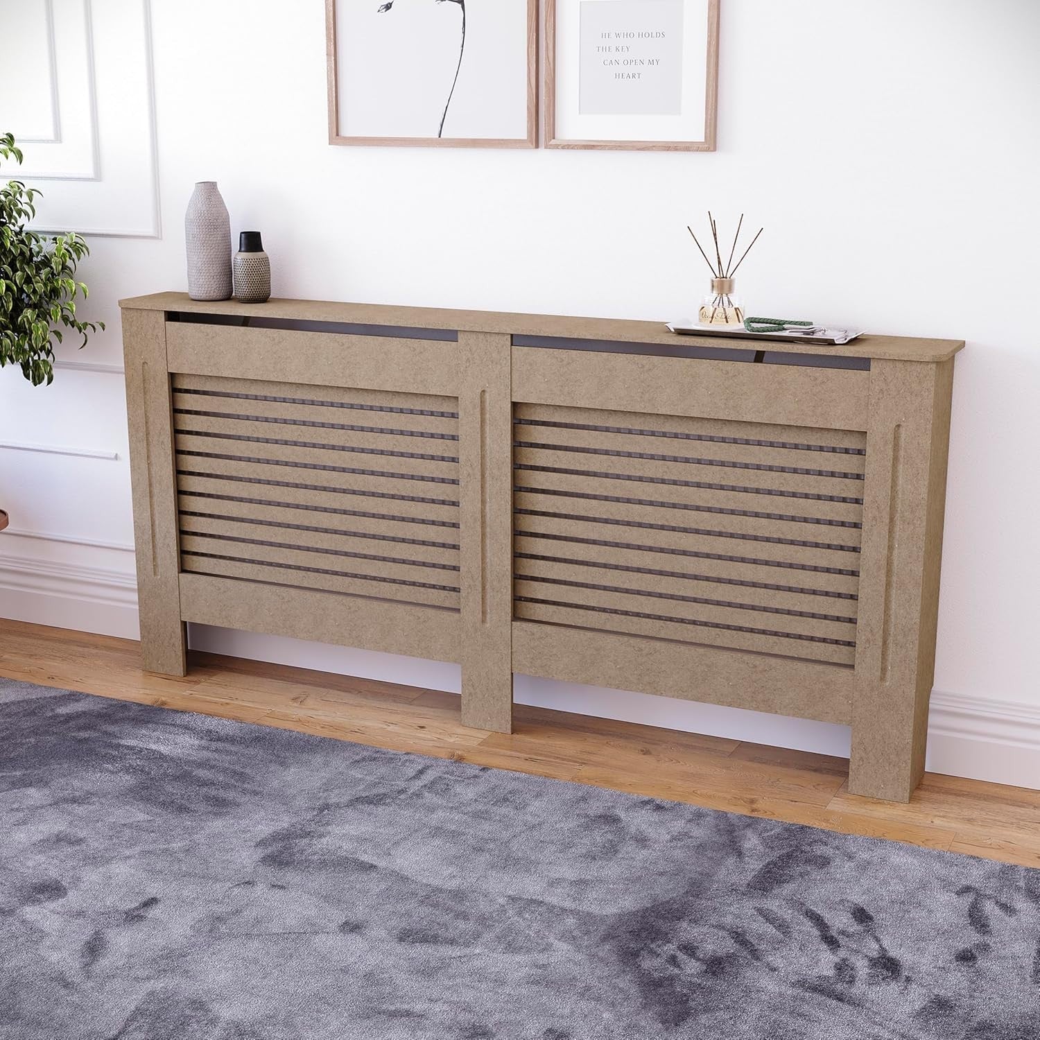 Extra Large Unfinished Radiator Cover MDF Modern Slatted Grill Customisable