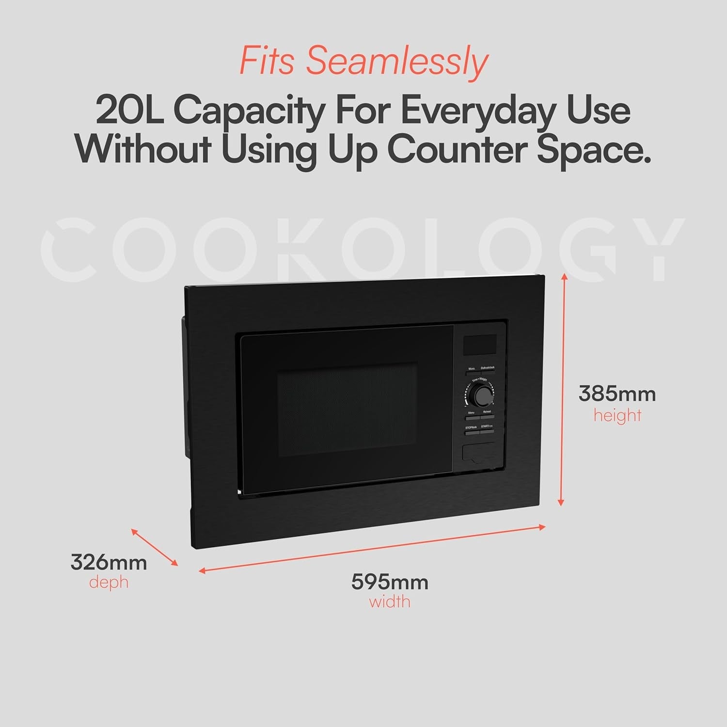 Built-In 20L Microwave Oven 800W 8 Auto Programs Child Lock Black