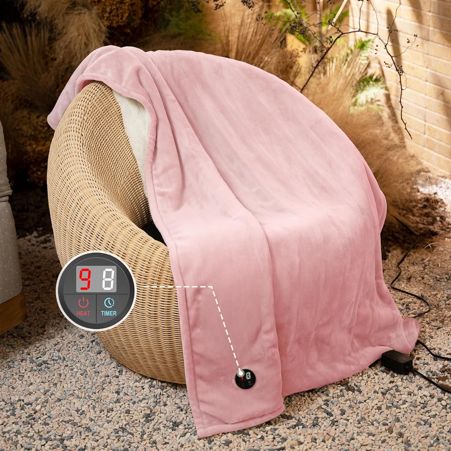 Electric Heated Throw Blanket 130x160cm 10 Heat Levels Auto Shut Off Washable