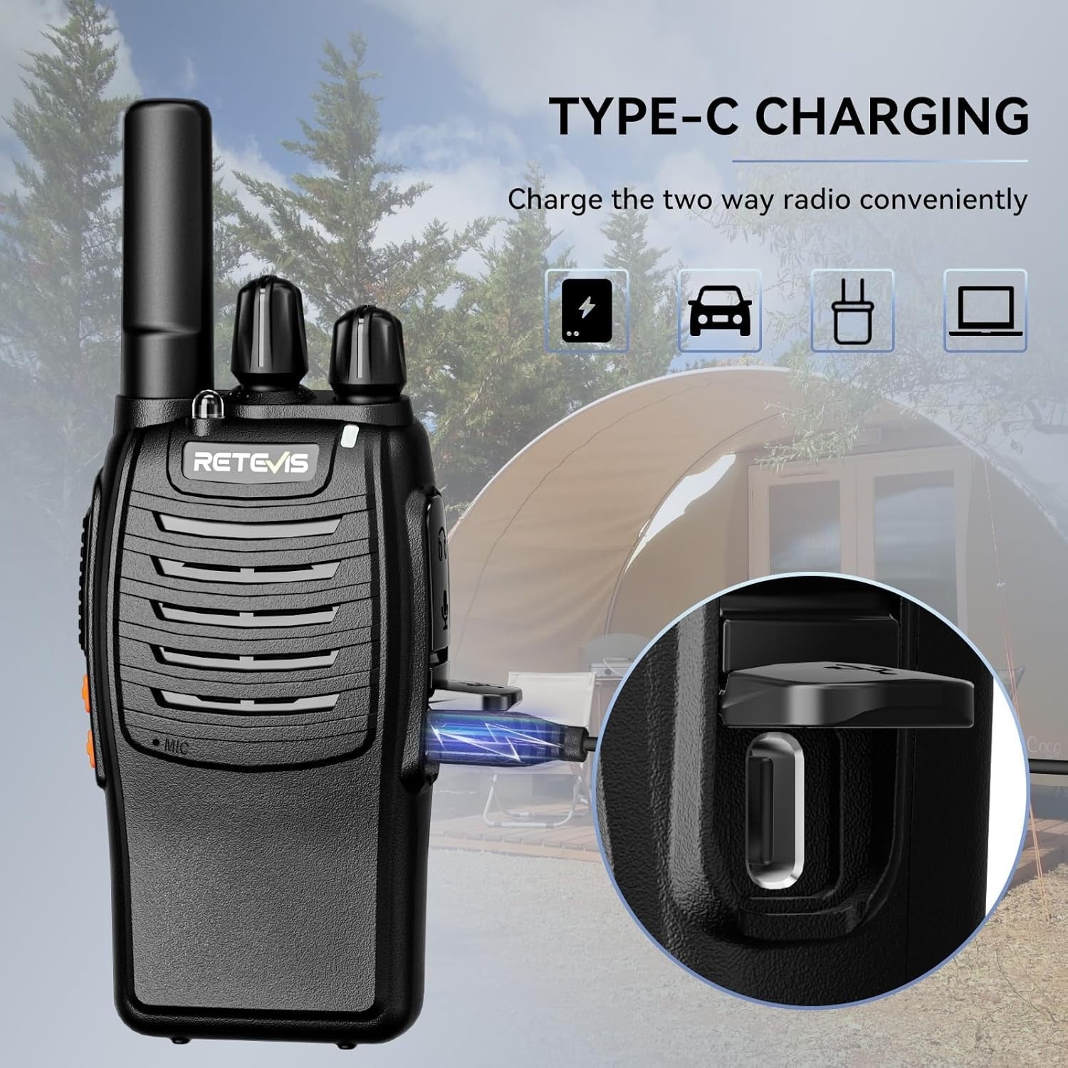 PMR446 Walkie Talkies 4 Pack USB-C VOX Emergency Long Range Radio