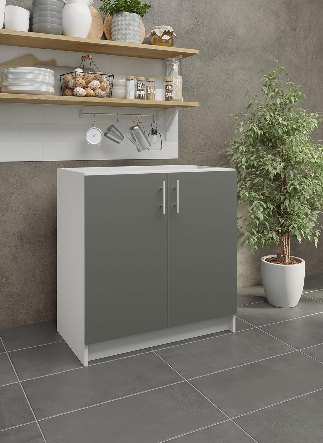 800mm Grey Matt Kitchen Base Cabinet Cupboard Storage Unit Modern Design