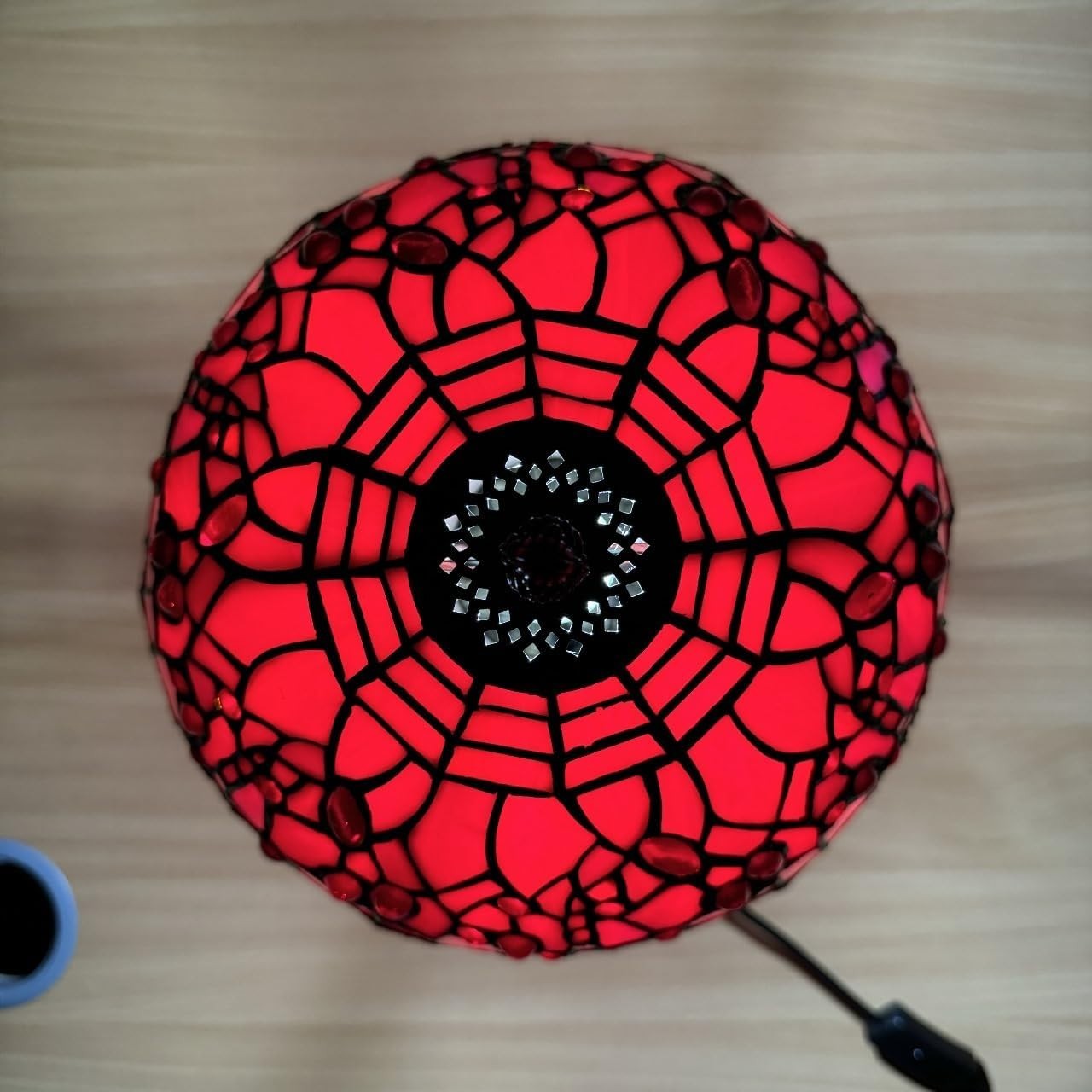 Stained Glass Table Lamp Antique Style 42cm Handcrafted Shade E27