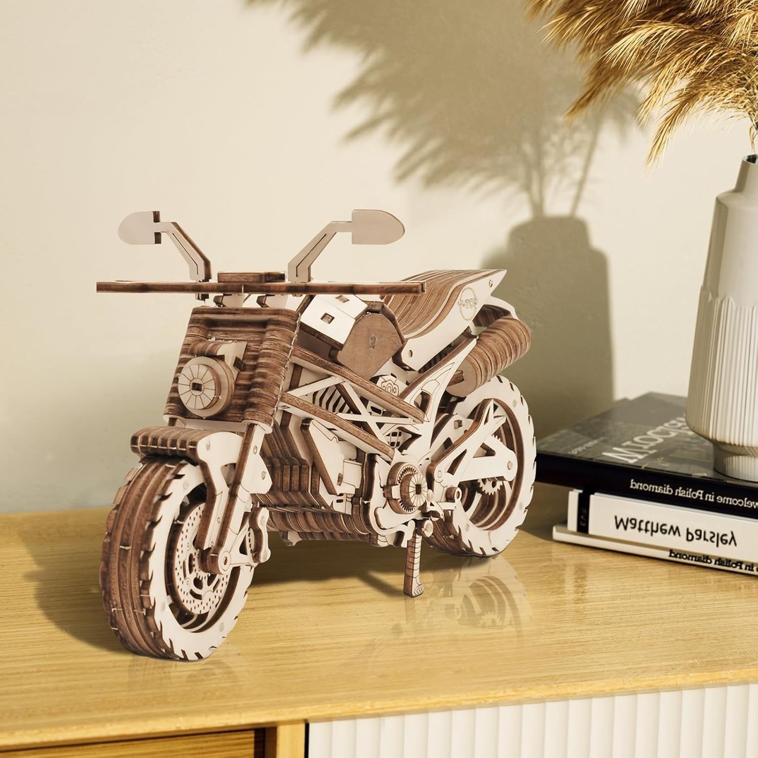 3D Wooden Motorcycle Puzzle Model Kit – DIY Craft Gift for Adults & Teens