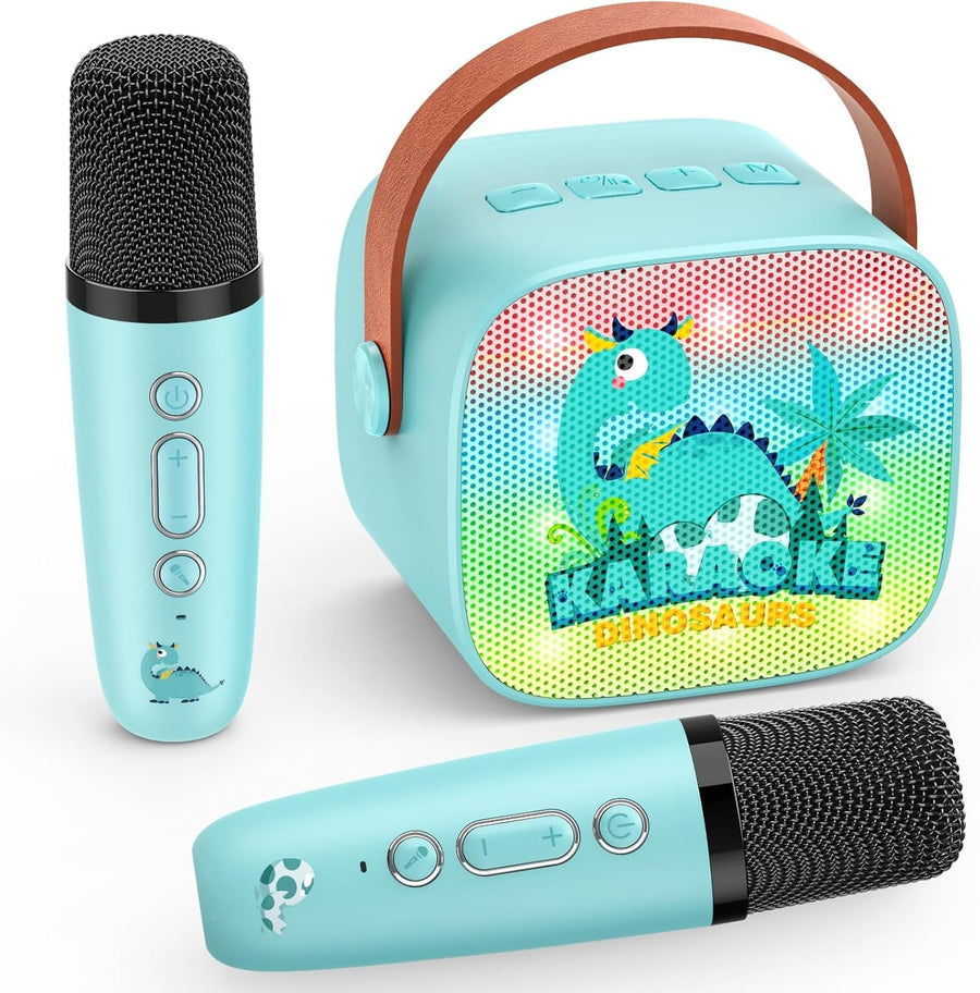 Dinosaur Kids Karaoke Machine Bluetooth Speaker 2 Mics Boys