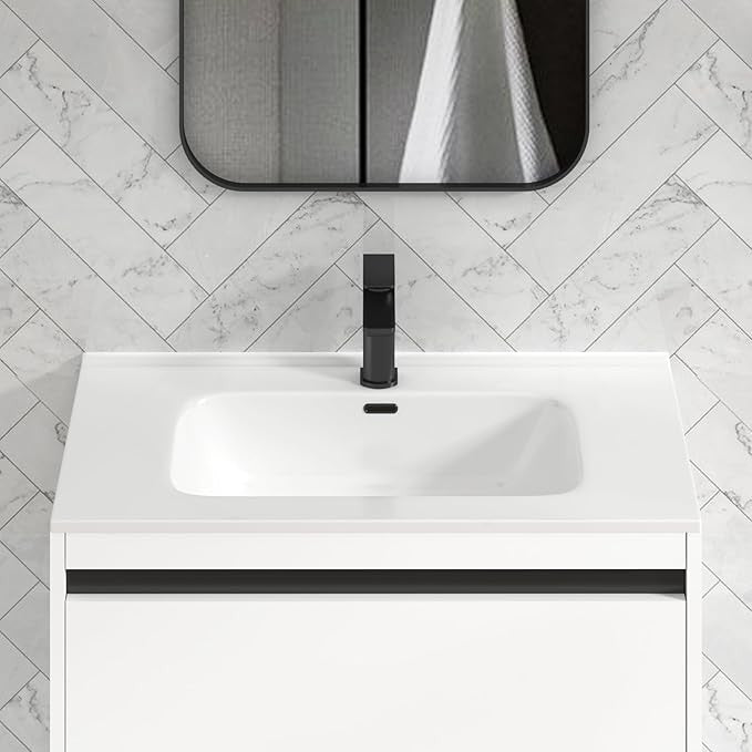 800mm Matte White Floor Standing Vanity Unit with Basin Sink 2 Door Cabinet