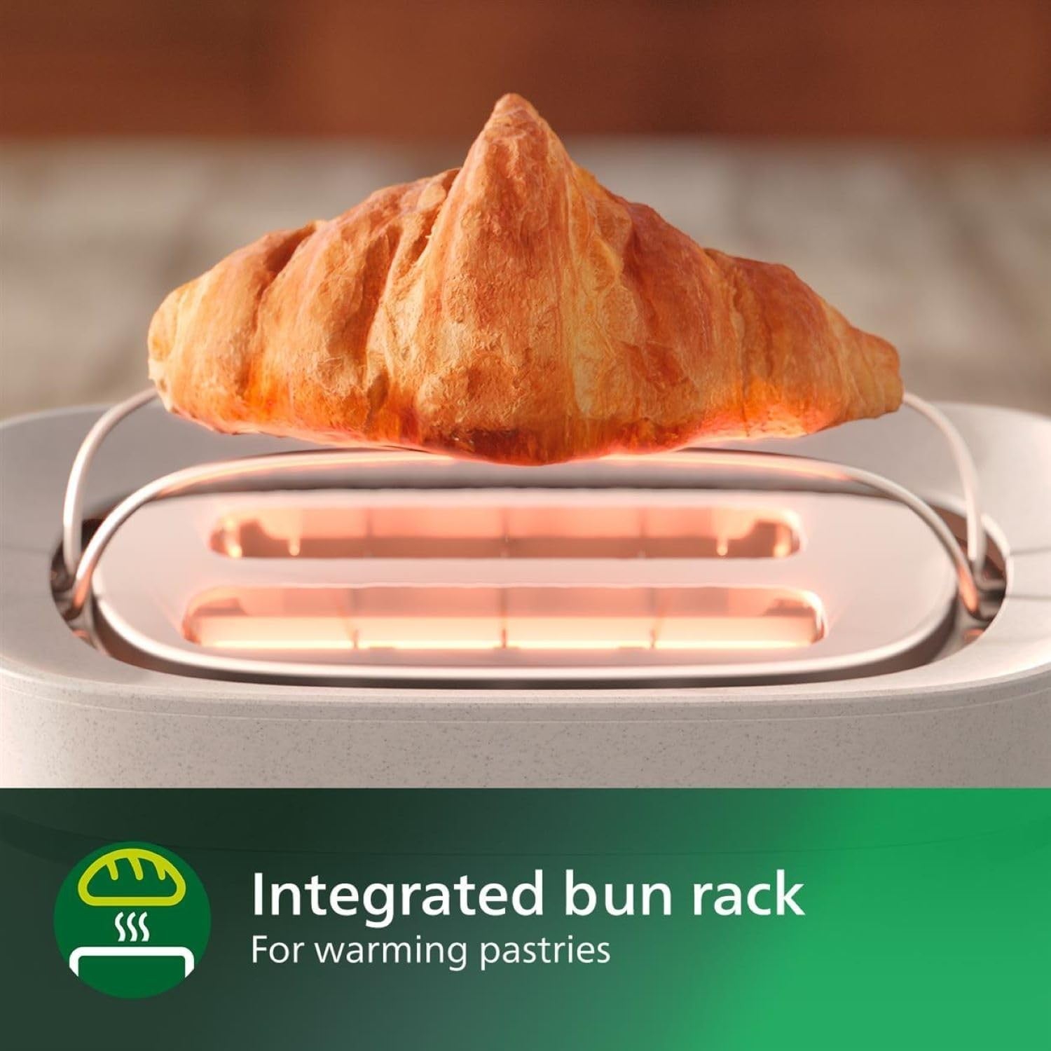 Eco-Friendly 8-Setting Toaster with Bun Warmer, Removable Crumb Tray & Wood