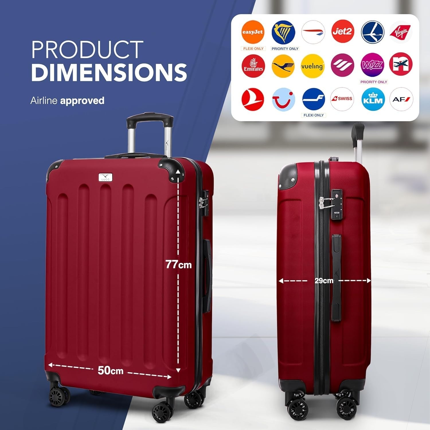 Long Trip Checked Suitcase 28” ABS Spinner Luggage with TSA Lock