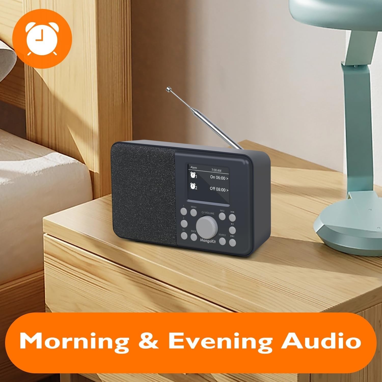 DAB DAB+ Digital Radio Bluetooth Portable Alarm Colour Battery