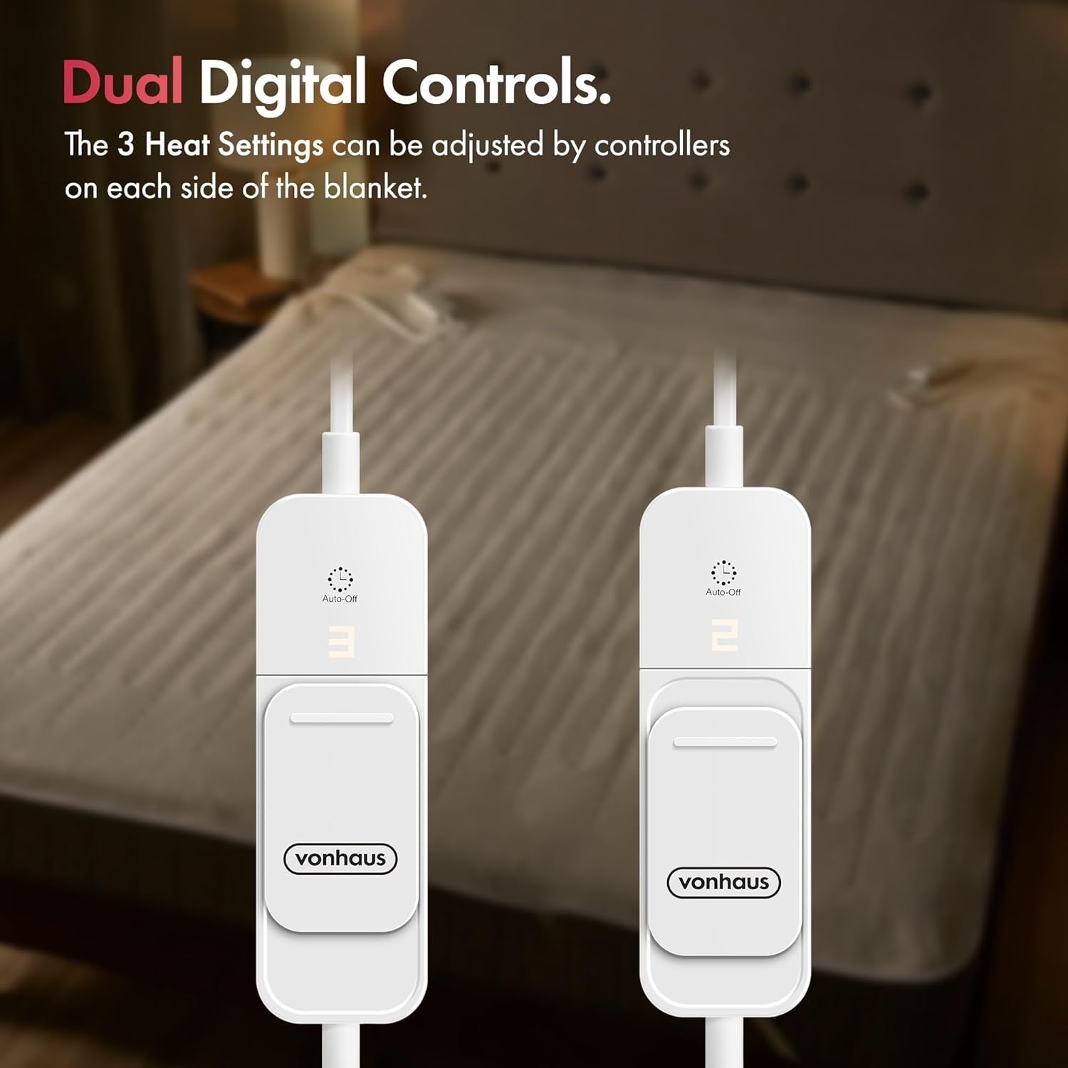 King Electric Heated Under Blanket Mattress Topper Dual Control 3 Heat Levels