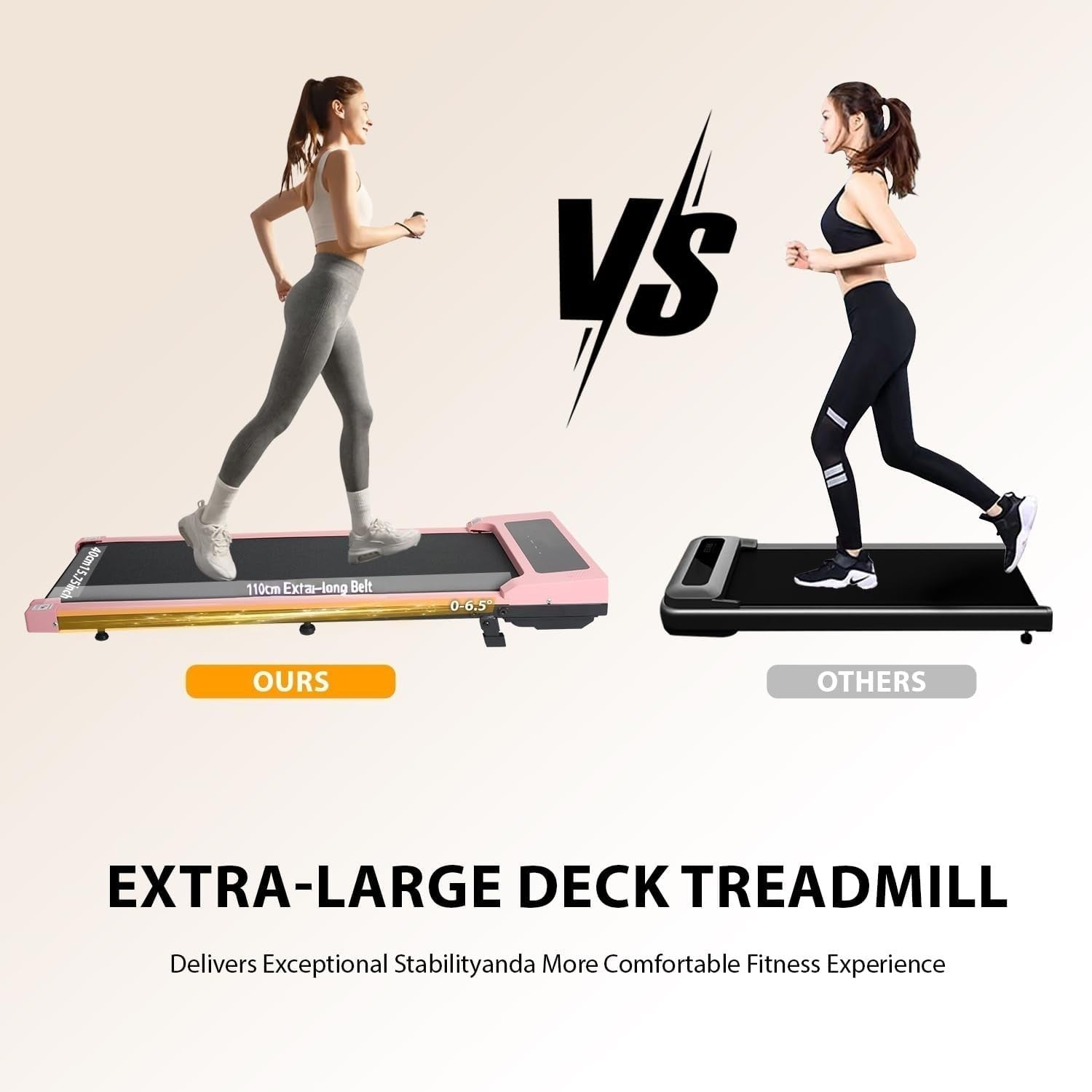 Under Desk Treadmill 0-6.5% Incline Walking Running Machine w/ Bluetooth