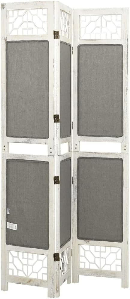 3 Panel Folding Room Divider 105x165cm Grey White Wood Privacy Screen