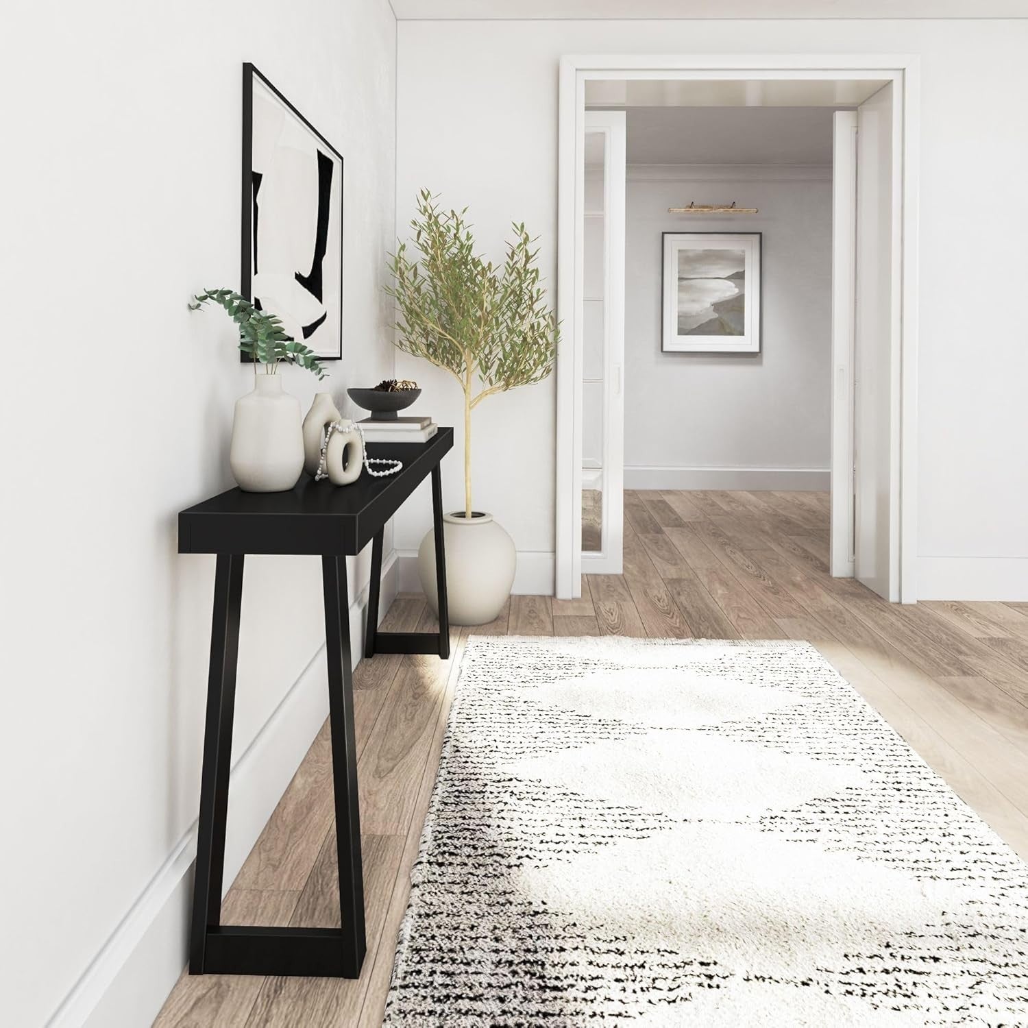 66 Inch Solid Pine Wood Console Table – Slim Entryway Sofa Accent
