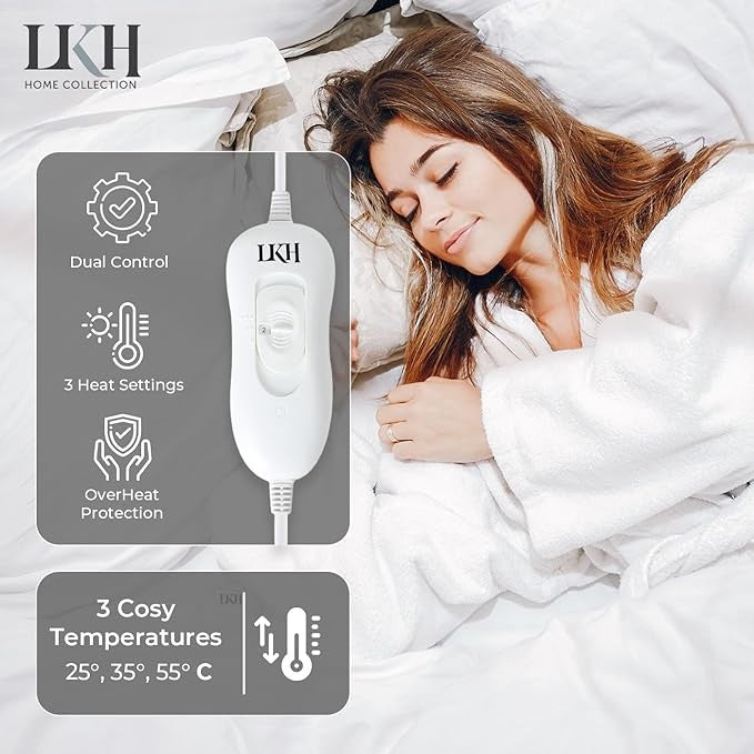 Electric Heated Underblanket King Dual Control Fast Heat Washable