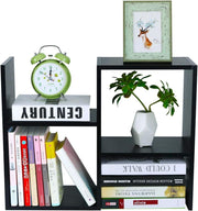 Adjustable Black Desktop Bookshelf 3-Tier Desk Organizer Storage Shelf