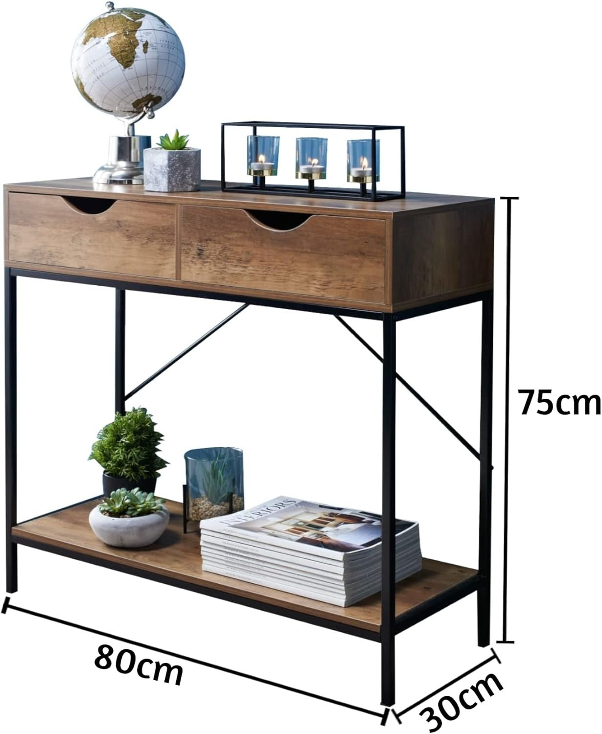 Slim Console Table with Drawers & Storage Shelf for Hallways