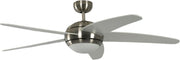 Pepeo Melton 52" Ceiling Fan with Light & Remote, Nickel, White Blades