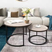 Nesting Coffee Table Set Wood Round Storage Side End Tables for Living Room