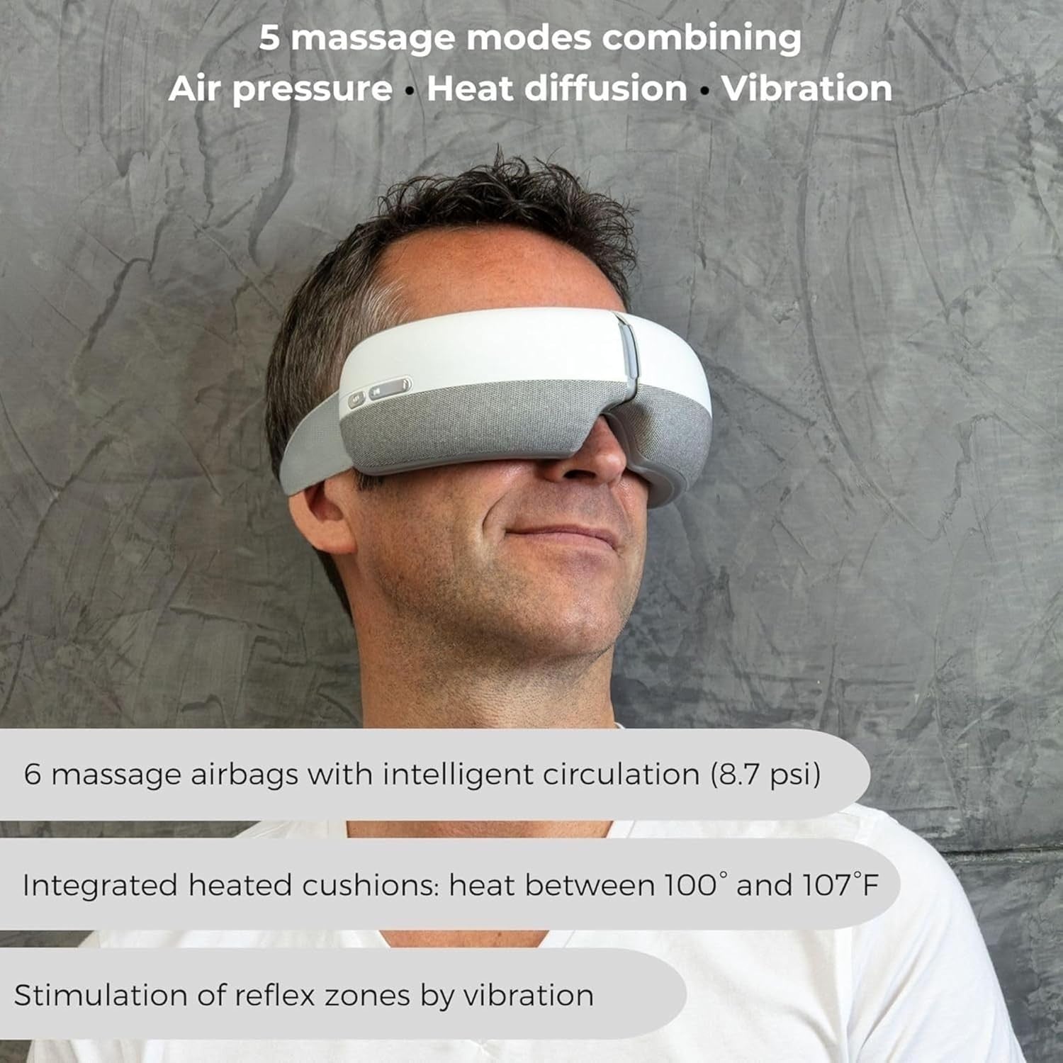 Heated Eye Massager Air Pressure Vibration Sleep Fatigue Relief