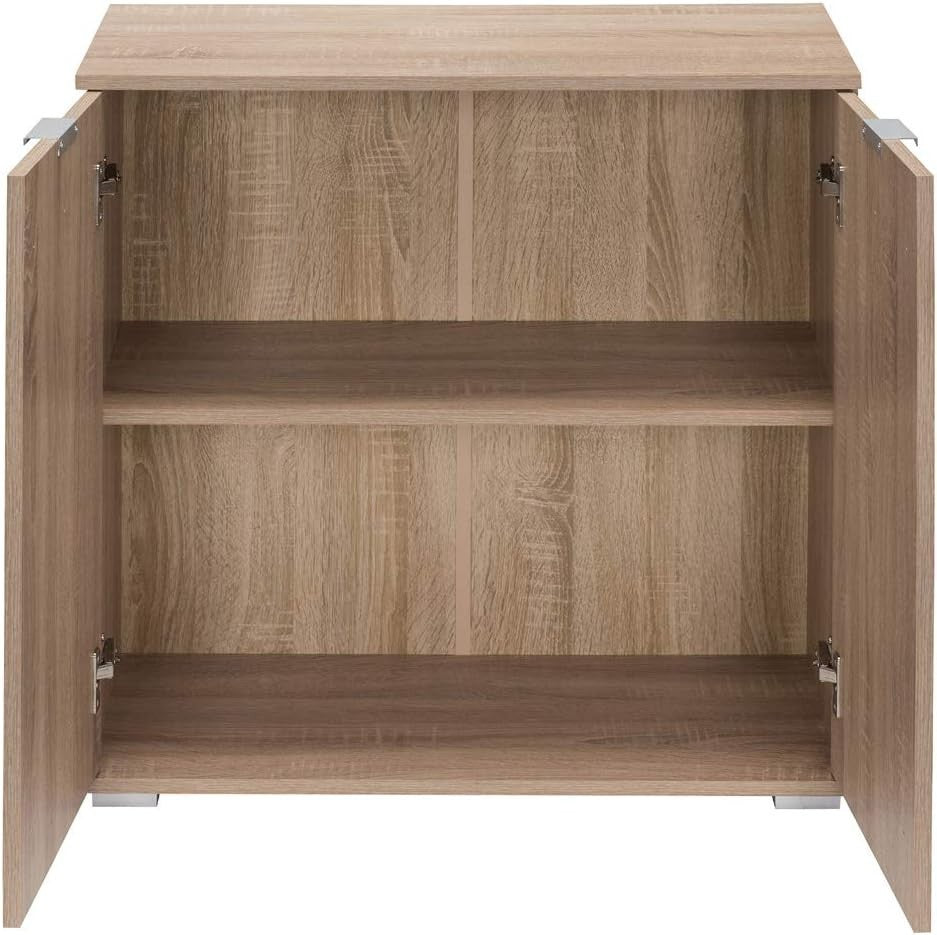 Oak Effect 2 Door Storage Cabinet 71x74cm | Modern Bookshelf Unit